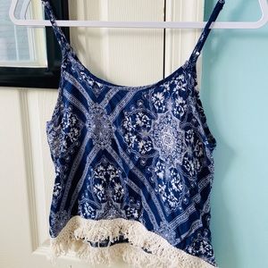 Navy patterned tank top